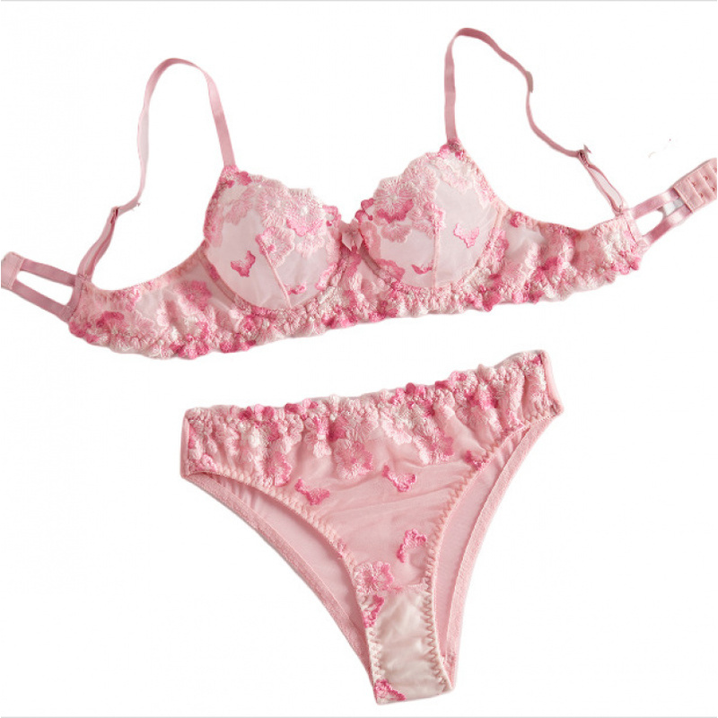 Sheer Bra Lace - ชุดชั้นในบิกินี่พร้อมลูกไม้ปักลายดอกไม้โปร่งแสง บราเซ็กซี่ที่เต็มไปด้วยเสน่ห์เย้ายวน