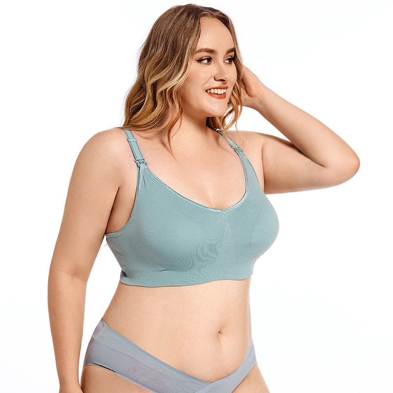 Nursing Bra Clip - Plus ขนาดไร้สาย Maternity Bra ด้านหน้าเปิดรวบรวมป้องกันการหย่อนคล้อยไม่มีรอยต่อ 3D